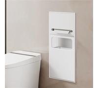 Juego de baño compacto blanco - Carrito de ducha de acero inoxidable con soporte empotrado para papel higiénico y cubo de basura, diseño moderno que ahorra espacio para baños pequeños