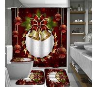 Juego de baño con cortina de ducha impermeable, cubierta de inodoro y alfombrilla de piso diseñado para la prevención de moho y privacidad (3 piezas)