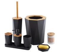 Juego de baño con portavasos, dispensador Platos, Accesorios for cepillos Cubo Basura y jabón, 8 Uds