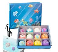 Juego de Baño con Sales Efervescentes - 12 Piezas Temática Animales Marinos Disolución Rápida - Sales de Baño tipo Bomba para Niños,para Piscina Playa Parque Acuático Casa Viaje Niños Niñas