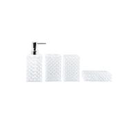 Juego de baño de 4 Piezas con patrón Transparente, recipientes Que ahorran Espacio para Cepillo de Dientes, jabón y artículos Esenciales, Juego de organizadores de baño con diseño de Diamantes