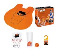 Juego de baño de baloncesto: juego de aro de lugar de trabajo de 67,3x74,9 cm, divertido aro de baloncesto interior, alfombra de tela de PVC, incluye cesta con cubo de almacenamiento