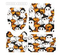Juego de Baño de Halloween | Cortina De Baño Fantasmas Decoración con Alfombrilla Y Funda para Inodoro,Decoraciones de Fiestas de Secado Rápido para Dormitorio