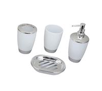 Juego de baño de Que Ahorra Espacio, solución de Almacenamiento higiénico para Cepillo de Dientes, Taza, dispensador de jabonera, Juego de dispensador de Viaje para baño, 4 Uds