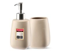 Juego de baño KADAX de cerámica, dispensador de jabón, vaso de baño, beige