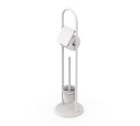 Relaxdays WC, Acero Inoxidable, 79 x 22 cm, Soporte para Papel higiénico con Soporte para escobillas, Color Blanco
