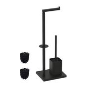 Juego de baño Relaxdays, HBT: 67,5 x 20 x 15,5 cm, Metal, Soporte de Papel higiénico, escobilla de baño, Negro