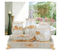 Juego de baño Resina for el hogar, dispensador jabón, Soporte para encimeras de baño(14x16cm wastebin)