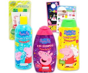 Juego de baño Ultimate Peppa Pig - Paquete con champú, gel de baño, baño de burbujas, pintura, calcomanías, más | Kit de suministros de baño y ducha Peppa Pig para niños y niñas