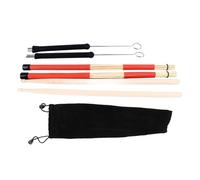 Juego de baquetas de acero con cepillo para tambor, con bolsa de almacenamiento de terciopelo para práctica y actuación
