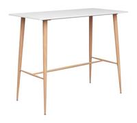 Juego de bar de 7 piezas, color blanco y gris, mesa de mostrador y | Parte superior de MDF duradero, patas de metal con aspecto de madera, asiento ergonómico, respaldo bajo de malla