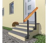 Juego de barandilla de madera ajustable para escaleras, uso en interiores y exteriores, 60 cm, altura 90 cm, kit de soporte resistente para seguridad y estilo