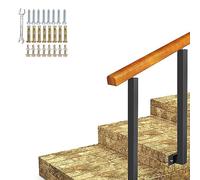 Juego de barandillas de madera ajustables para 1 4 peldaños de transición de hierro forjado al aire libre, barandilla flexible de 95 cm de altura y 120 cm de longitud, ideal para seguridad y estilo