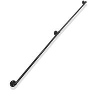 Juego de barandillas profesionales de hierro forjado (3,7 m) - barandilla de escalera resistente para interiores y exteriores para escalones, terrazas, patios, soporte de pared negro de 2,7 m de