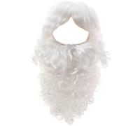 Juego de barba y peluca de Papá Noel para hombres, 2 uds., barba larga de mago con correa ajustable, peluca de Papá Noel transpirable, reutilizable para Chr