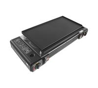 Juego de barbacoa de gas 2 en 1, hornillo de gas de 2 quemadores, hornillo portátil de camping con plancha + parrilla, para camping, viajes, trekking y cocina al aire libre