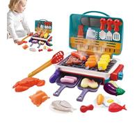 Juego de barbacoa de juguete para niños con accesorios de cocina, simulación de barbacoa con sonido de niebla y alimentos que cambian de color, juego de rol