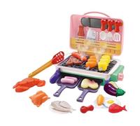 Juego de barbacoa de juguete para niños con accesorios de cocina, simulación de barbacoa con sonido de niebla y alimentos que cambian de color, juego de rol