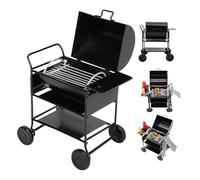 Juego de Barbacoa para casa de muñecas, Muebles de Cocina de casa de muñecas 1:12, Carrito de Barbacoa con brocheta para bistec, Botella de condimento, Toalla, Accesorios para Juegos de simulación
