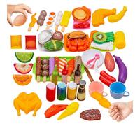 Juego de barbacoa para niños, juego de juguetes de cocina realistas interactivos para juegos de rol imaginativos y función de aprendizaje social con diseño colorido de accesorios de alimentos, uso