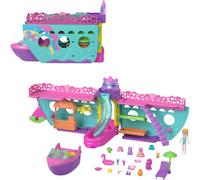 Juego de barco port?til Polly Pocket con juego de agua y accesorios que cambian de color Unicorn Dream Cruise Incluye 1 mu?eca y 23 piezas en total