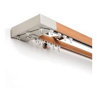 Juego de barra de cortina de pared de doble riel principal con rodillo de soporte y tapa de extremo, ideal para divisor de habitación en sala de estar y dormitorio (color: D tamaño: 2,6 m)