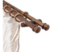 Juego de barras de cortina dobles de 240 cm, acabado de grano de madera redondo, montaje lateral con soportes, ideal para cortinas y cortinas, barra individual (opción doble de 320 cm)