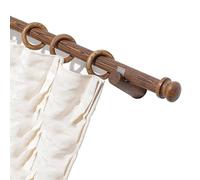 Juego de barras de cortina dobles redondas de madera de 240 cm, montaje lateral con soportes, acabado de grano de madera, barra individual ajustable para un tratamiento elegante de ventanas.