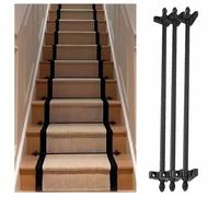 Juego de barras de latón para escaleras de 24 a 34 pulgadas, diseño minimalista con extremos de remate, incluye soportes y tornillos, 4 piezas de 107 cm, perfecto para la instalación de alfombras