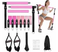 Juego de barras de pilates con 6 bandas de resistencia, equipo de pilates ajustable, 20 libras, 30 libras, con asas, anclajes para puerta, barras de acero inoxidable extraíbles, aparatos de fitness