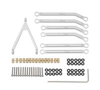 Juego de barras de tracción de chasis de metal de alta holgura, piezas mejoradas RC para AXIAL 1/24 SCX24 AXI00001 C10 AXI00002 JLU AXI00006 Ford Bronco RC Car (plata)