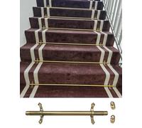 Juego de barras para escaleras, para uso doméstico y comercial, con remates y soportes, para hoteles, renovaciones, eventos, alfombras, tubos de latón, juego de 10, 12 y 13 un（10pcs-110cm/43in/3.6ft）