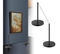 Juego de barreras de seguridad de acero inoxidable para galerías de arte, postes de control de multitudes de 45 cm con cordón elástico y base lastrada, barreras cortas para museos(Black)