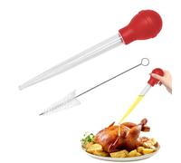 Juego de baster de pavo, baster de pavo con inyector de adobo, cepillo de limpieza, resistente al calor para cocinar, hornear, asar pavo, carne de res, cerdo (rojo, juego-B)