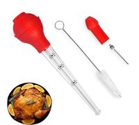 Juego De Baster for Pavo, Bombilla De Silicona Que Incluye Inyector Adobo Carne Con Cepillo Rociar Barbacoa Y Cepillo Limpieza, for Cocinar, Barbacoa Filete Carne Pavo(Red)
