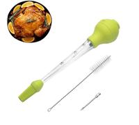 Juego De Baster for Pavo, Bombilla De Silicona Que Incluye Inyector Adobo Carne Con Cepillo Rociar Barbacoa Y Cepillo Limpieza, for Cocinar, Barbacoa Filete Carne Pavo(Green)