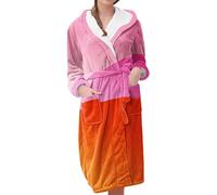 Juego de bata larga de franela para mujer, bata cálida para mujer, bata de forro polar cálida y acogedora, bata de baño de felpa con capucha, bata térmica de noche, talla grande, bata térmica de