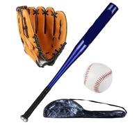 Juego de Bate béisbol Aluminio 25 Pulgadas, Ideal for práctica bateo softbol con Guante y Pelotas para béisbol(Blue)