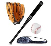 Juego de Bate béisbol Aluminio 25 Pulgadas, Ideal for práctica bateo softbol con Guante y Pelotas para béisbol(Black)