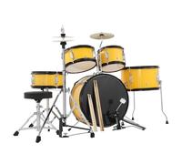 Juego de batería de 5 piezas - Kit de batería junior con Tom-Toms duales, Tom de suelo, caja y bombo, Hi-Hat, Platillo, pedal, baquetas y asiento, juego completo de percusión para principiantes para
