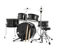 Juego de batería de 5 piezas - Kit de batería junior con Tom-Toms duales, Tom de suelo, caja y bombo, Hi-Hat, Platillo, pedal, baquetas y asiento, juego completo de percusión para principiantes para
