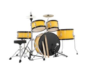 Juego de batería de 5 piezas - Kit de batería junior con Tom-Toms duales, Tom de suelo, caja y bombo, Hi-Hat, Platillo, pedal, baquetas y asiento, juego completo de percusión para principiantes para