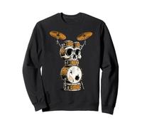 Juego de batería de Calavera Rock Music Drummer Heavy Metal Vintage Graphi Sudadera