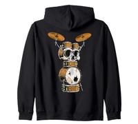 Juego de batería de Calavera Rock Music Drummer Heavy Metal Vintage Graphi Sudadera con Capucha
