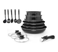 Juego de batería de cocina Arthur Martin 15 piezas aluminio negro antiadherente inducción