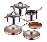 Juego de batería de cocina "Onil" 5pc en acero inoxidable + set de 5 sartenes en aluminio prensado