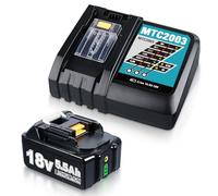 Juego de batería de repuesto y cargador de 5,5 Ah 18 V para Makita 18 V compatible con BL1850B BL1830 BL1840 BL1860 BL1860B BL1830B con cargador rápido DC18RC para herramientas de bricolaje y equipos