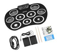 Juego de batería eléctrica, 9 tambores, almohadilla de práctica para niños, juego de batería electrónica con altavoces integrados, salida de auriculares enrollable