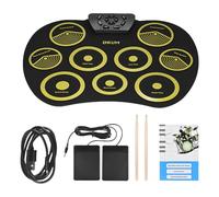 Juego de batería eléctrica de 9 tambores para niños, almohadilla de práctica electrónica, con bocinas integradas, toma de auriculares