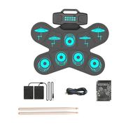Juego de batería eléctrica de 9 tambores para niños con baqueta de batería incorporada, conectores de salida de auriculares, juego de batería electrónica